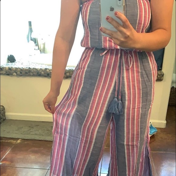 Strapless Pocketed Cotton Jumpsuit VICI - Picture 3 of 3